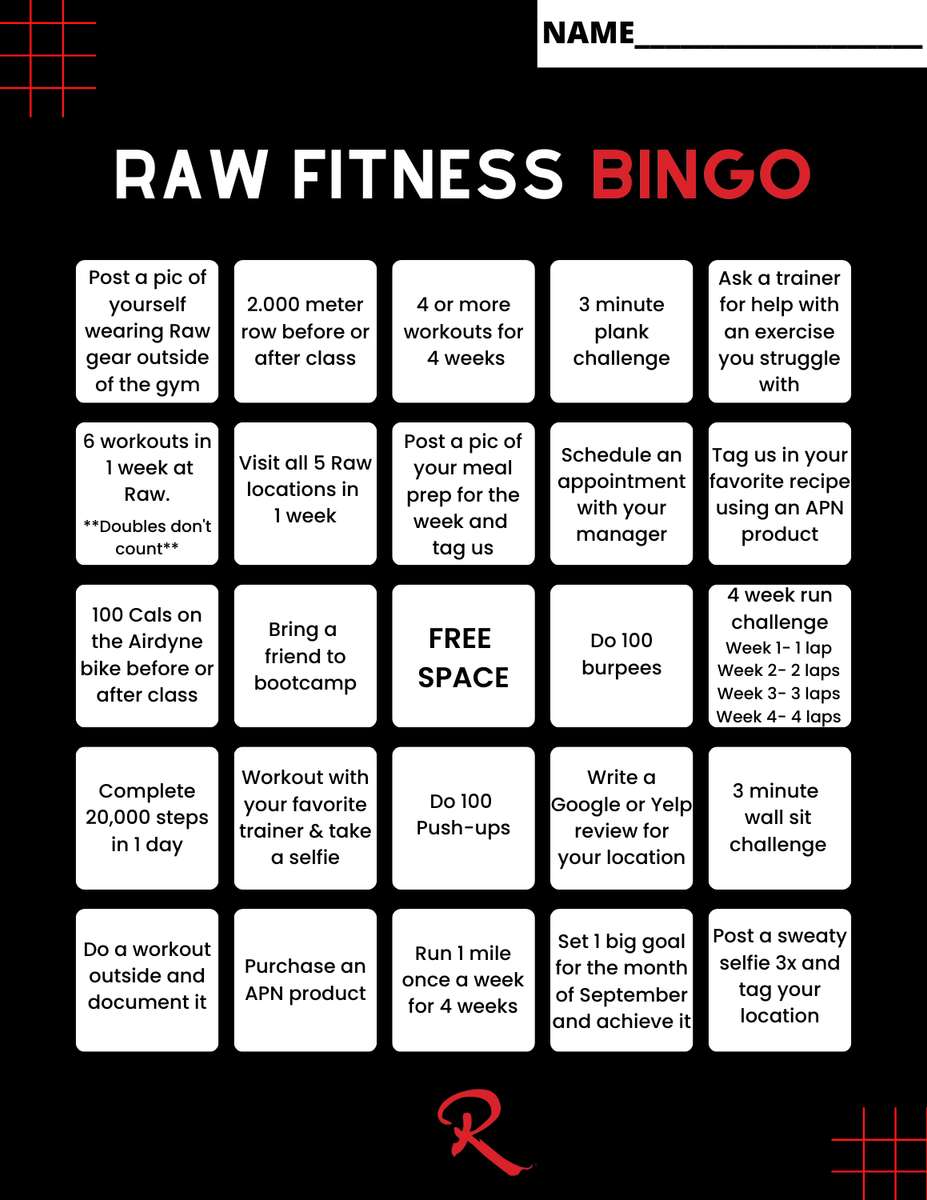 Zwiastun Raw Fitness Bingo puzzle online ze zdjęcia