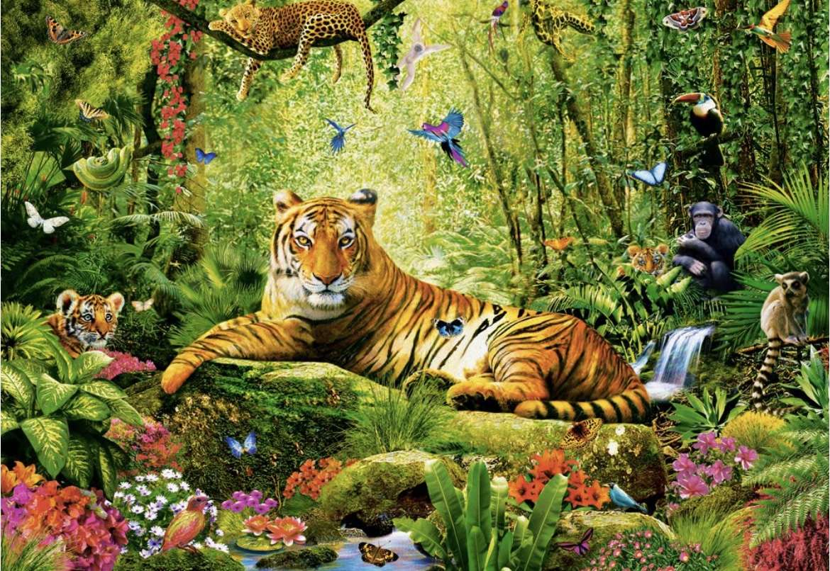 Tygrys w dżungli puzzle online