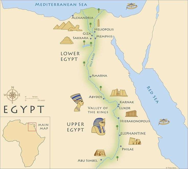 Mapa Egiptu puzzle online ze zdjęcia