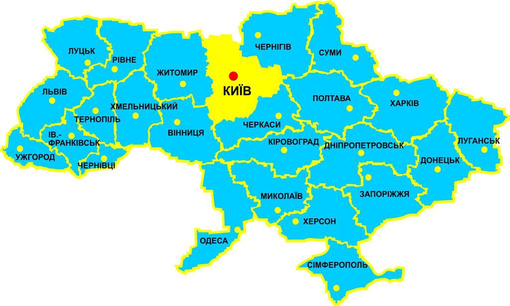 Mapa Ukrainy w kolorach flagi puzzle online