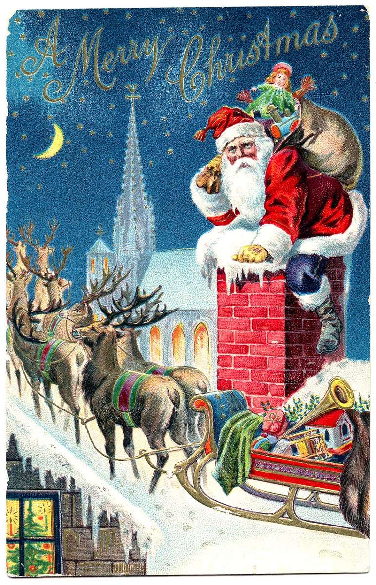 Antyczny Bożenarodzeniowy Mikołaj puzzle online ze zdjęcia