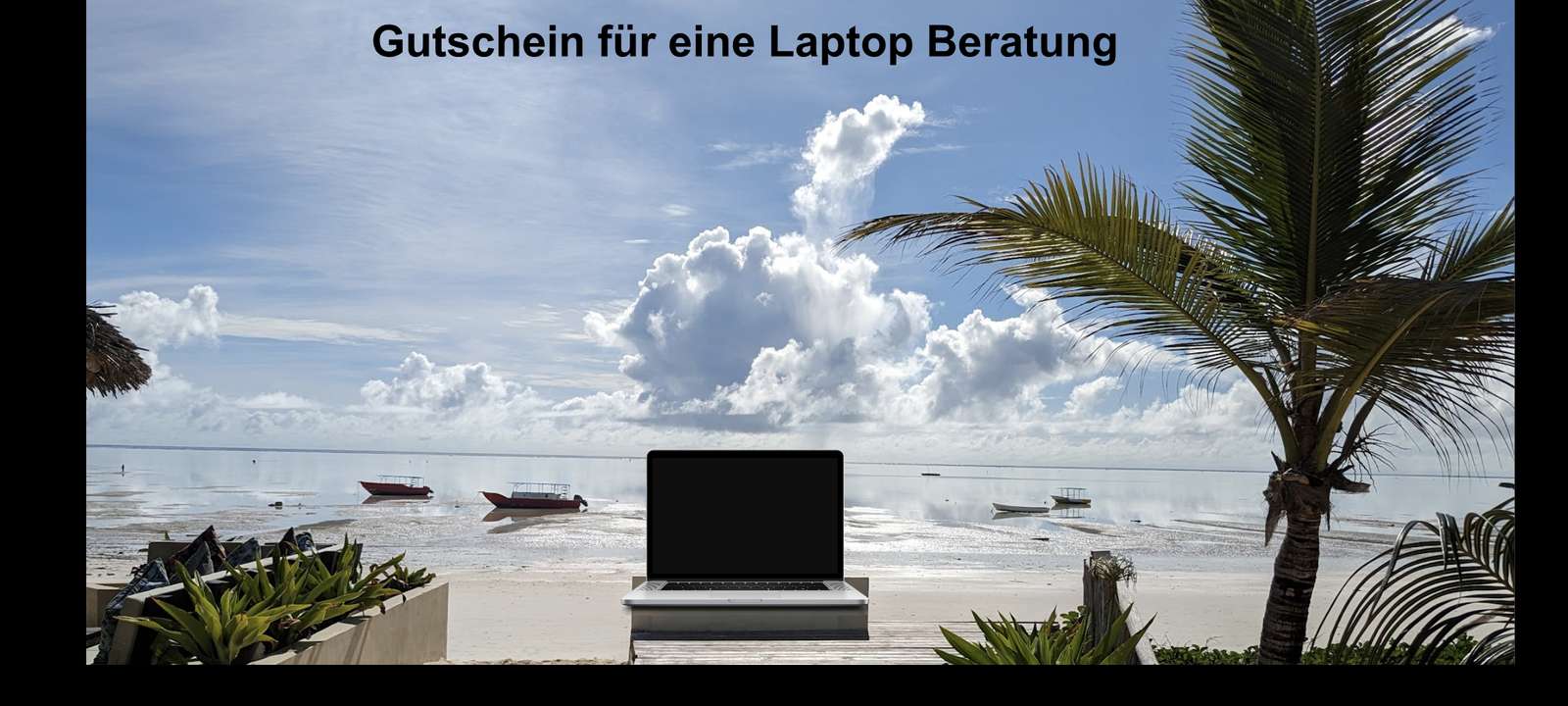 Laptop na plaży puzzle online ze zdjęcia