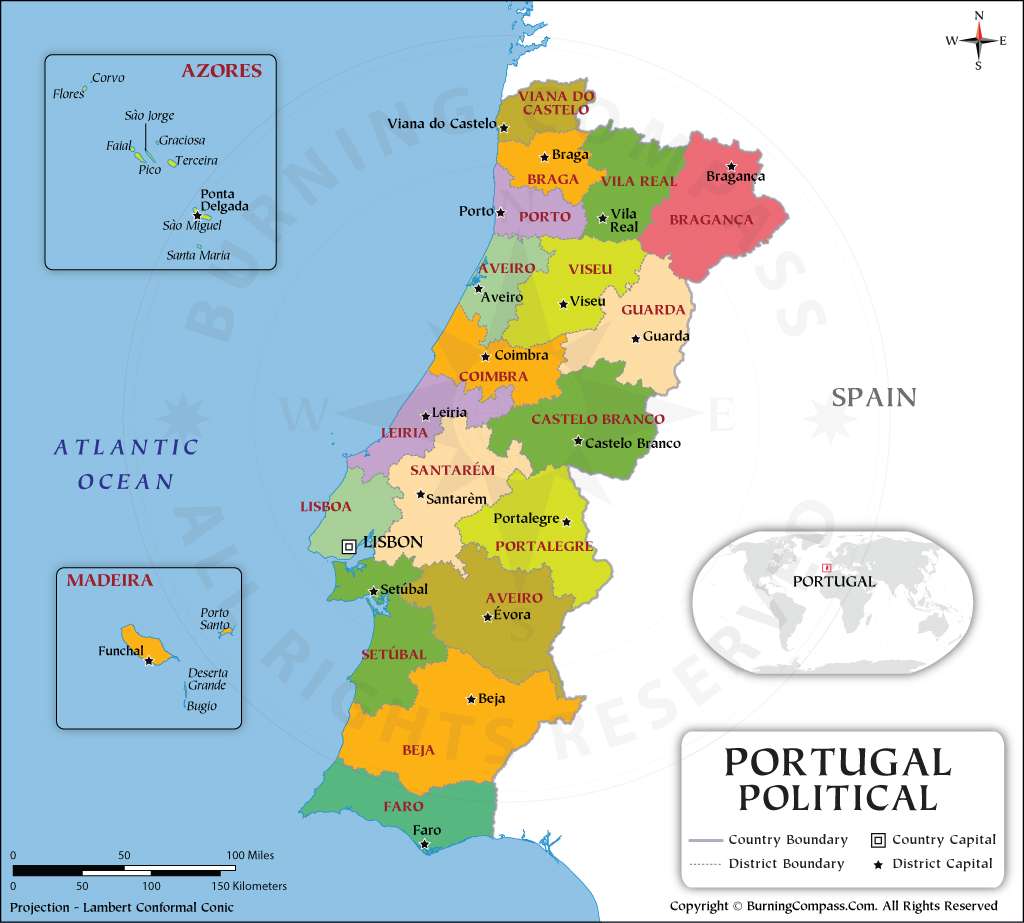 Portugalia - mapa de distritos puzzle online ze zdjęcia