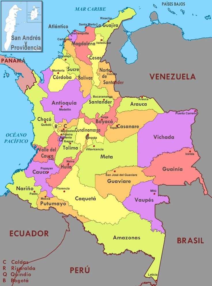 Mapa Kolumbii puzzle online ze zdjęcia