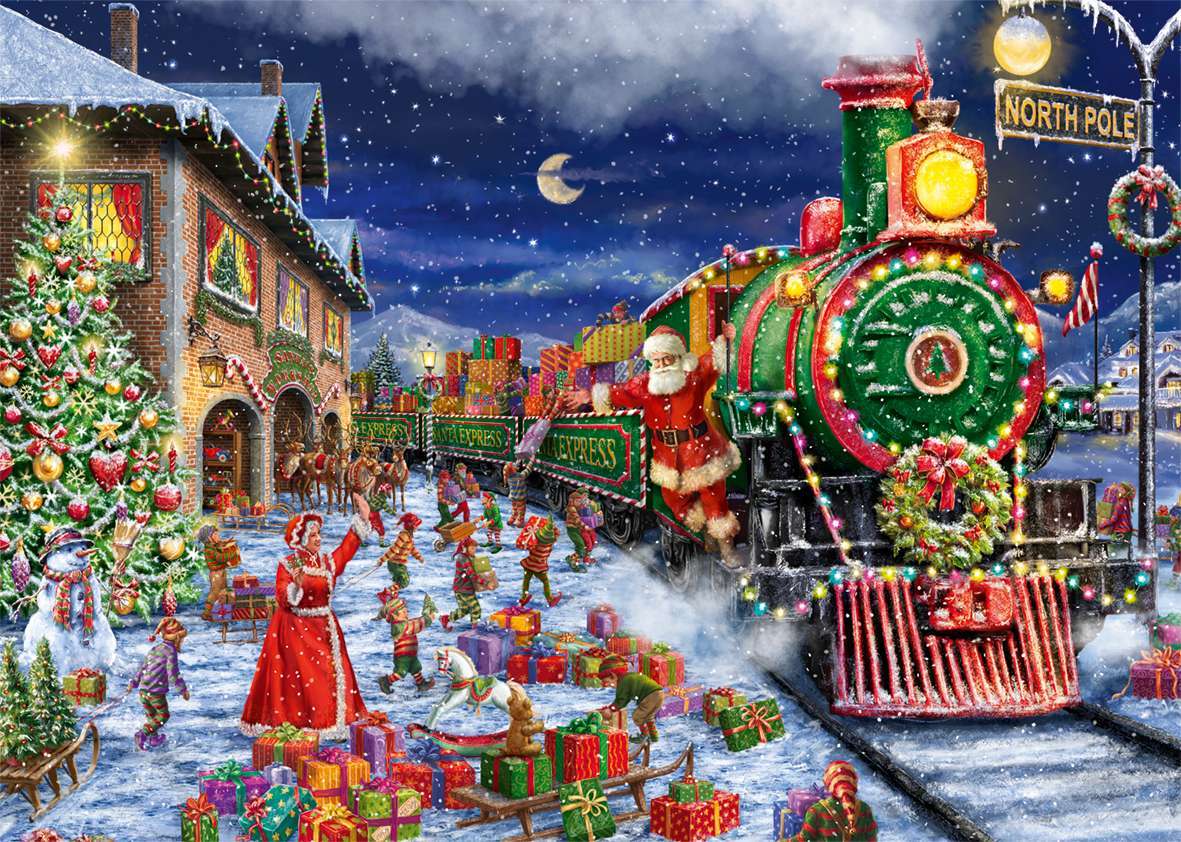 pociąg świąteczny puzzle online ze zdjęcia