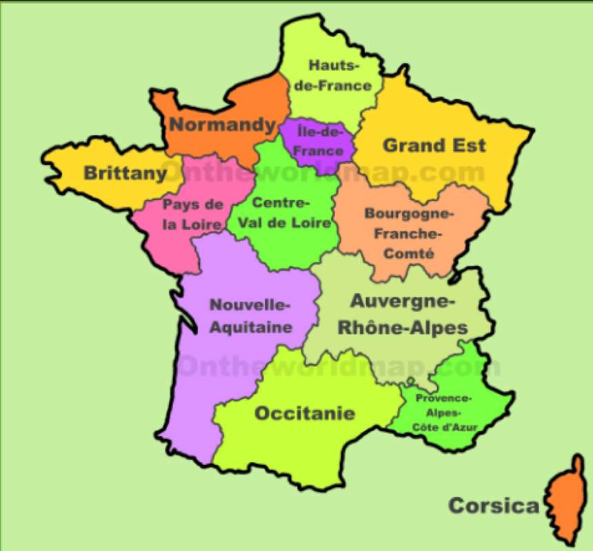 Puzzle z mapą Francji puzzle online