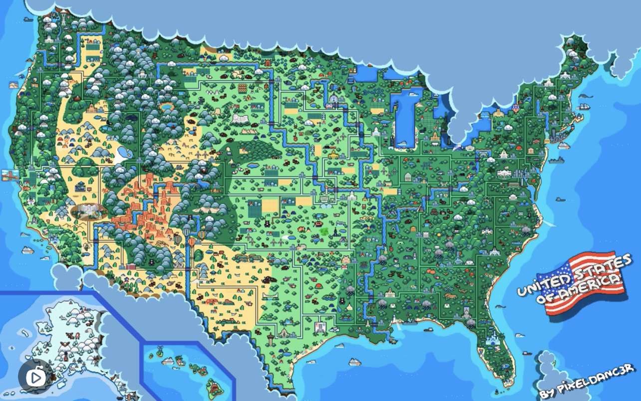 Mapa USA w pikselach puzzle online ze zdjęcia