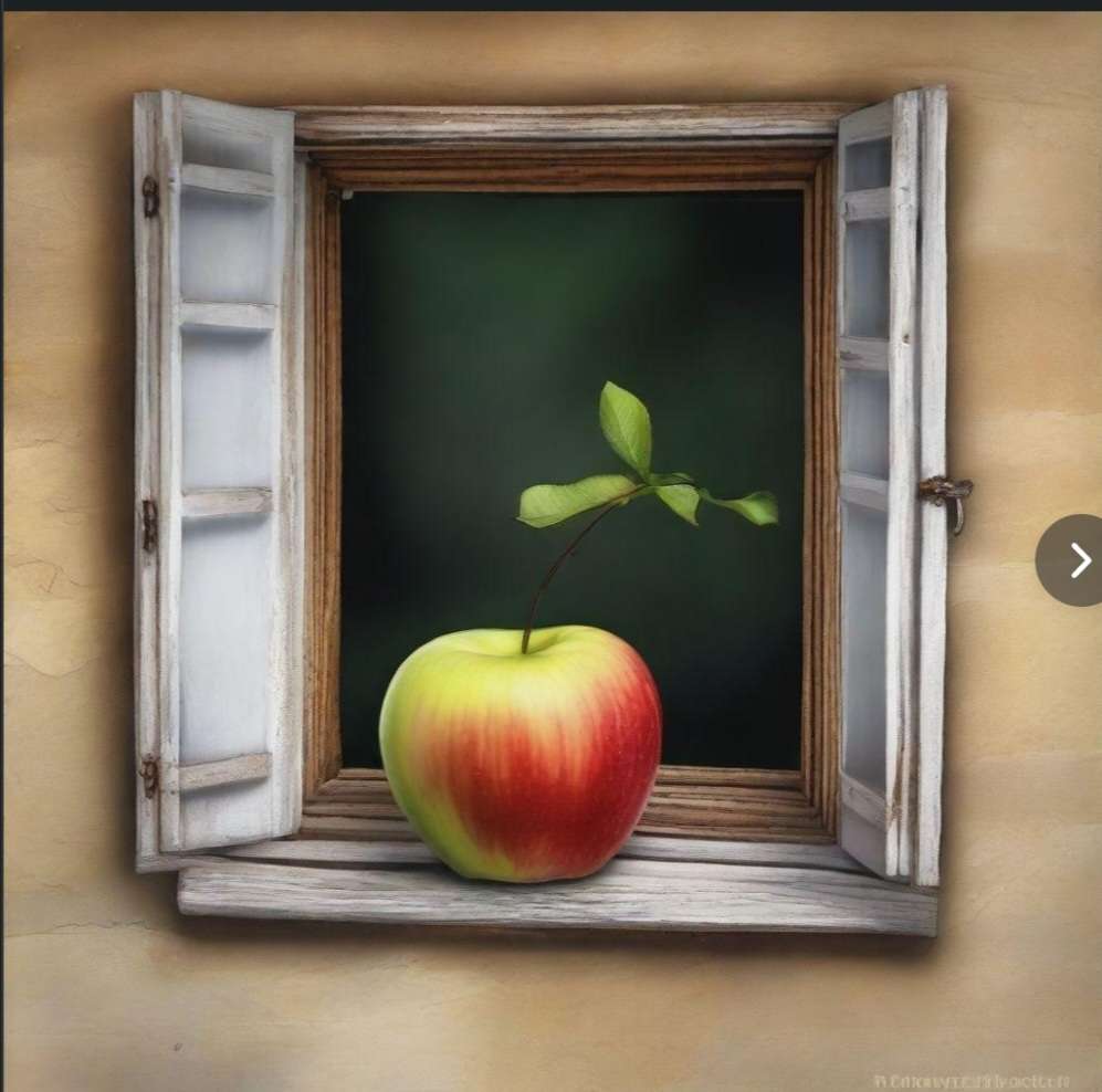 jablko w oknie puzzle online ze zdjęcia