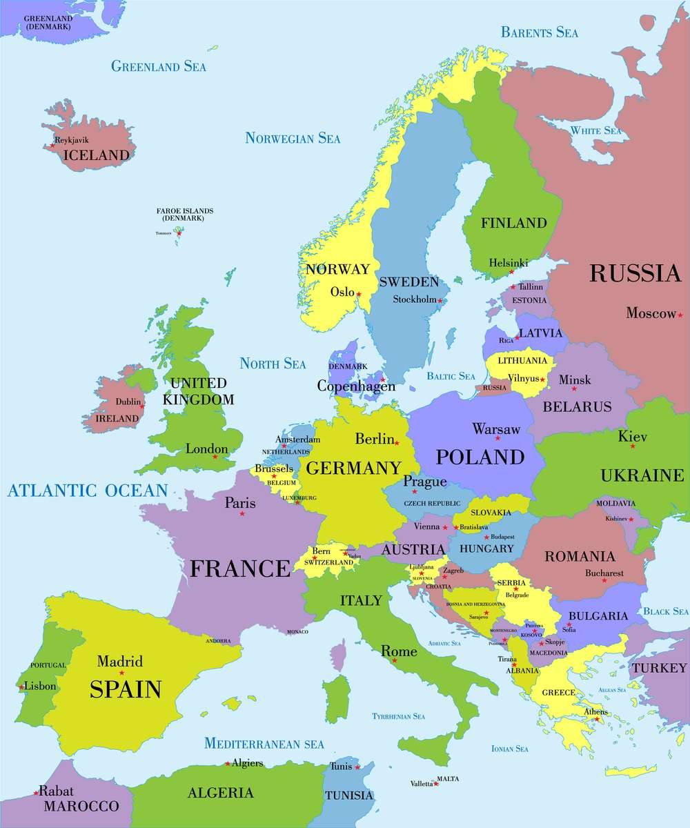 mapa Europy puzzle online