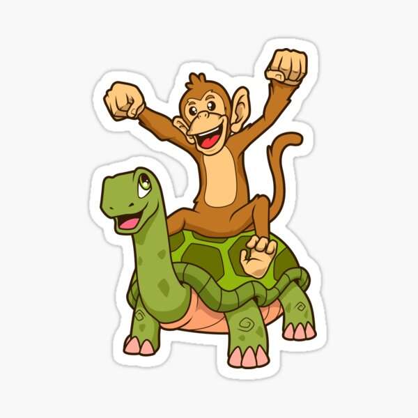 Małpa i żółw puzzle online ze zdjęcia