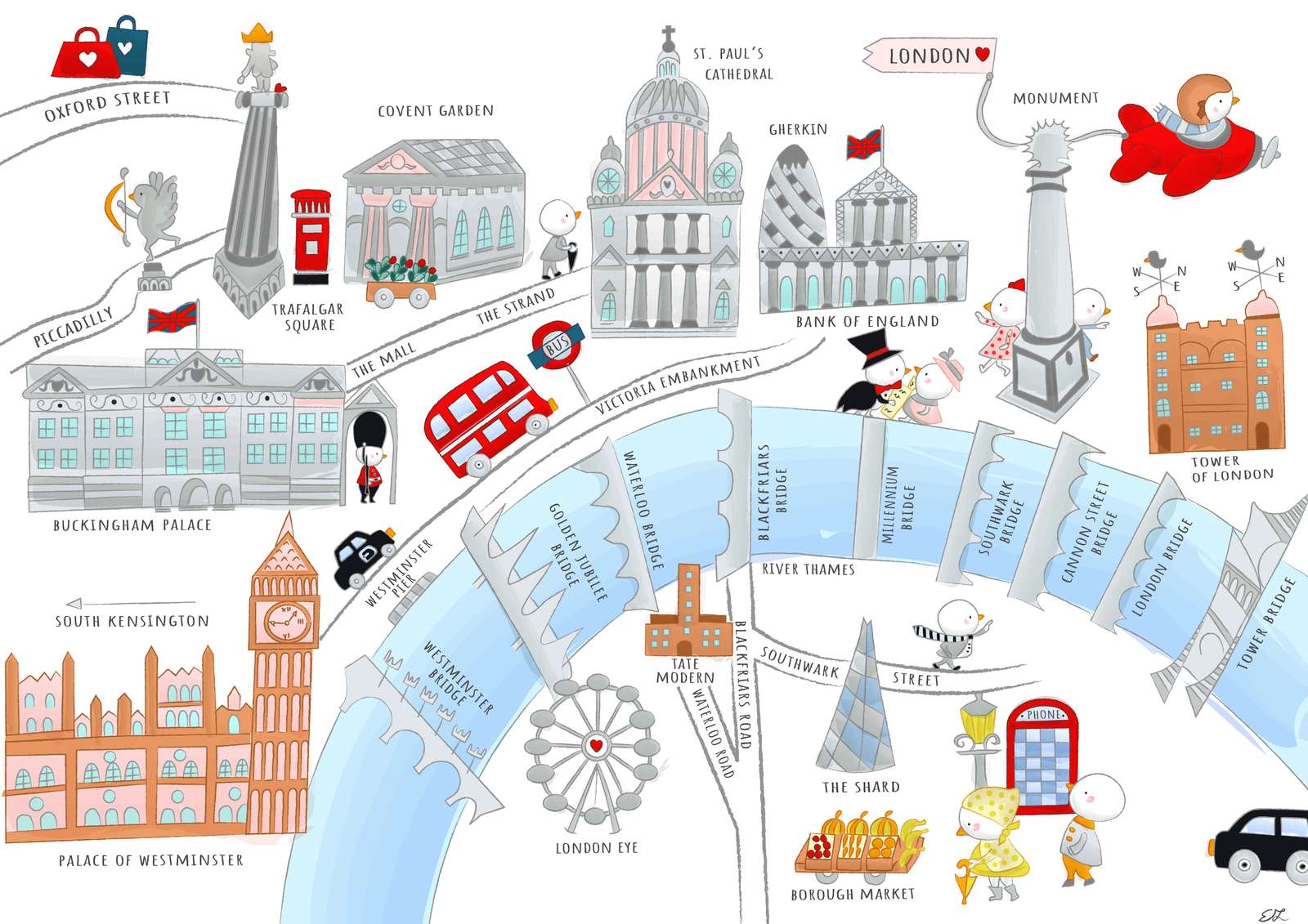 Mapa Londynu autorstwa Zeli puzzle online ze zdjęcia