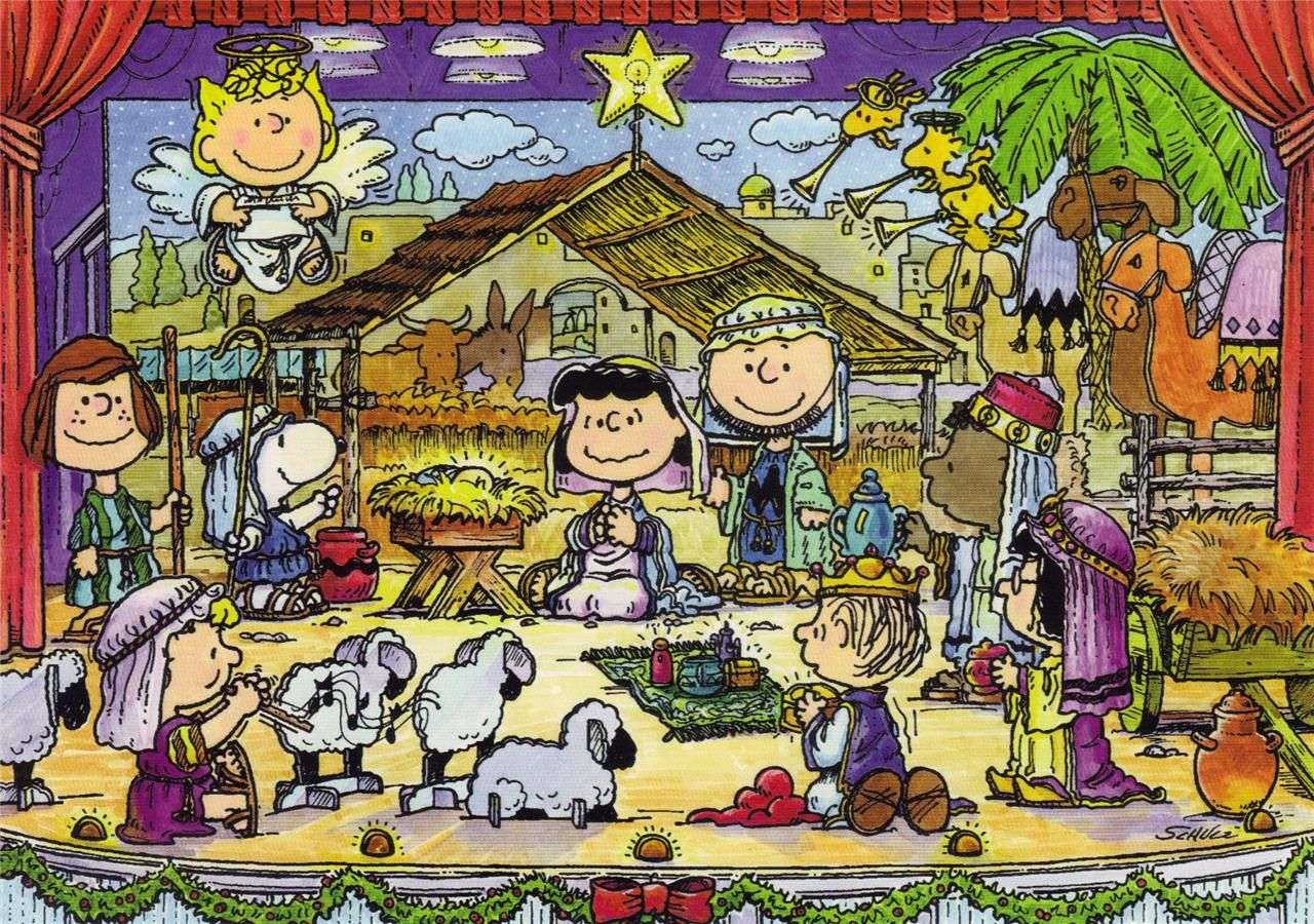 Scena bożonarodzeniowa w żłobie orzeszków ziemnych puzzle online