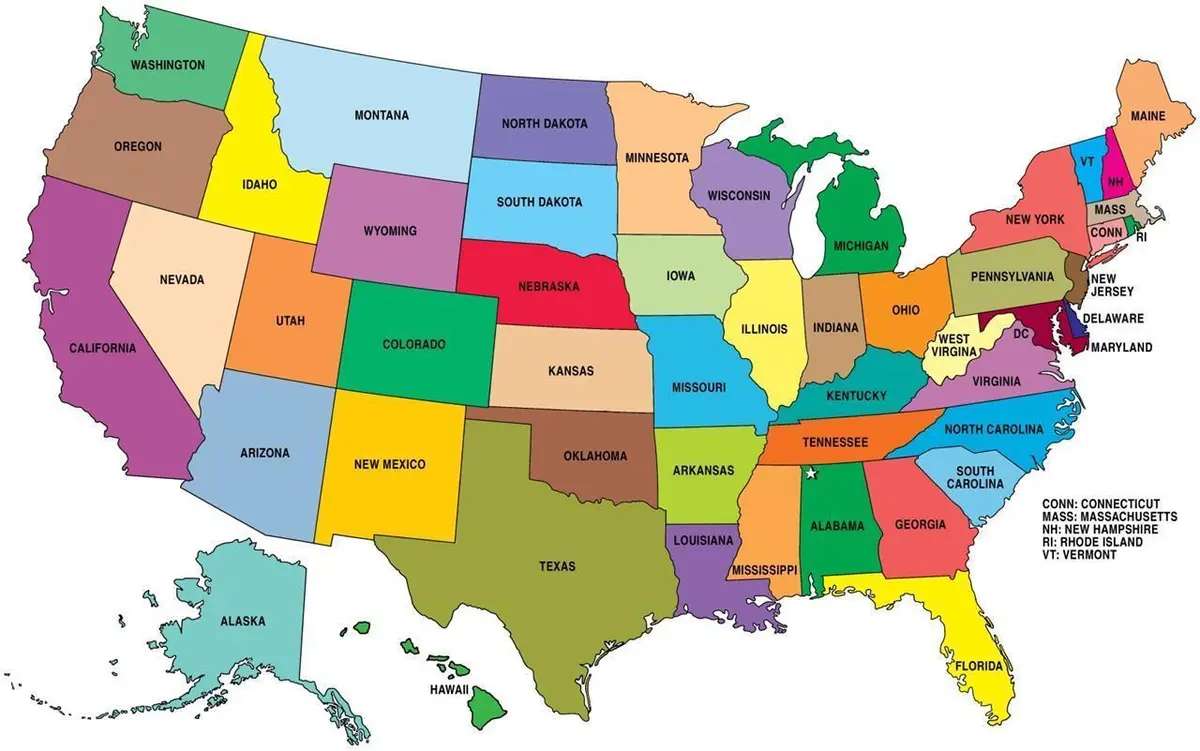 Mapa amerykańska puzzle online