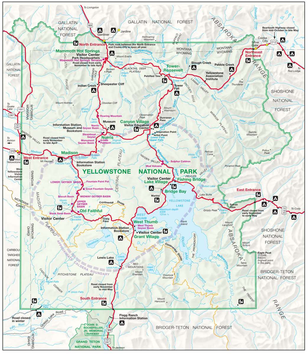 mapa parku Yellowstone puzzle online