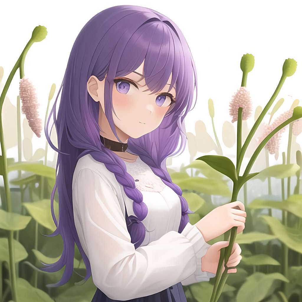 Fioletowe włosy anime dziewczyna puzzle online ze zdjęcia