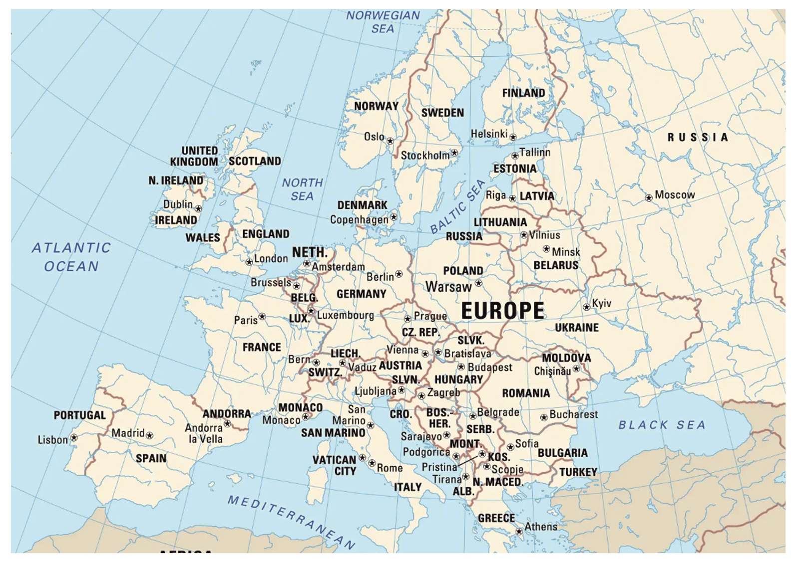 nowoczesna mapa Europy puzzle online