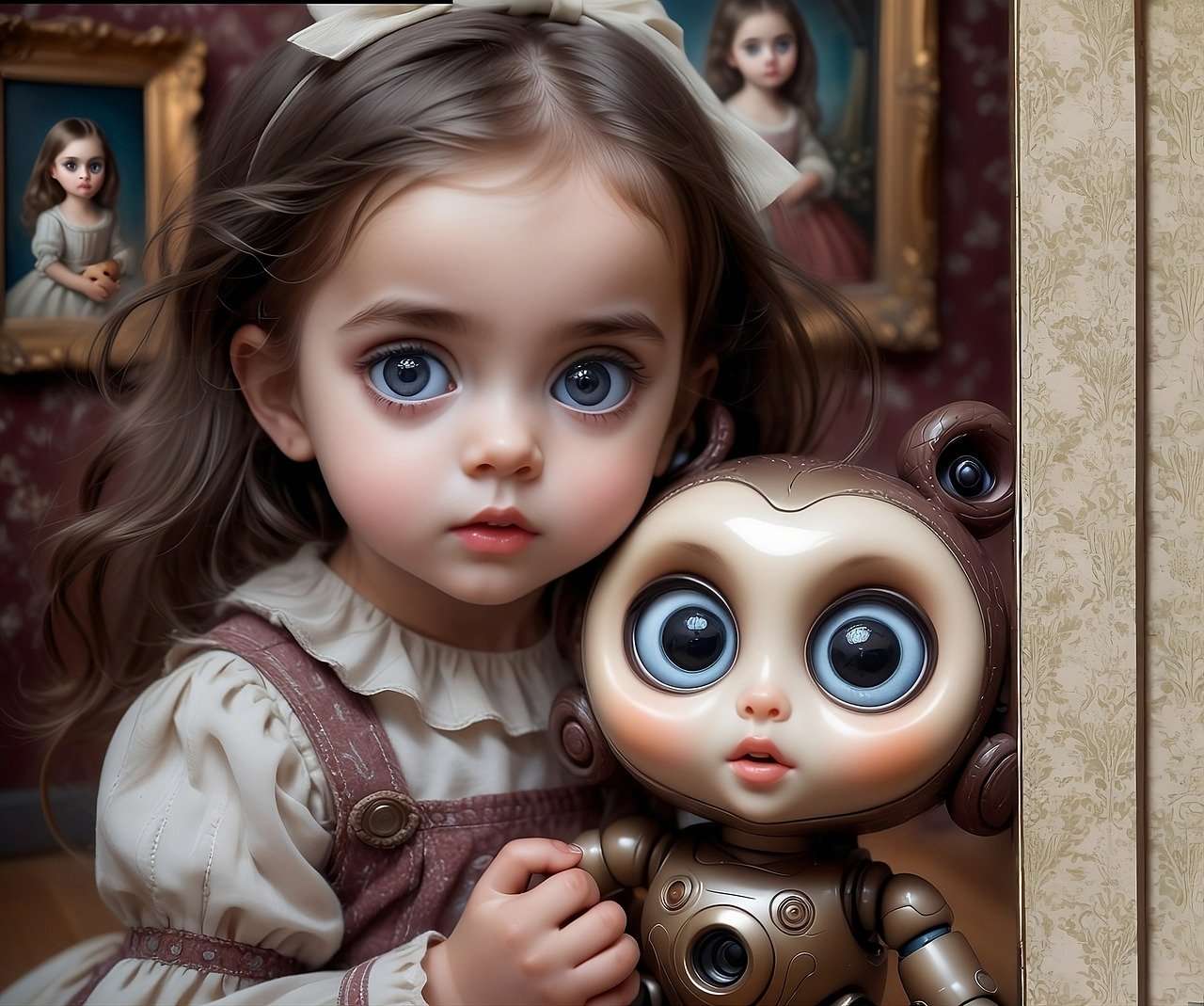 Dziewczyna z lalką puzzle online ze zdjęcia