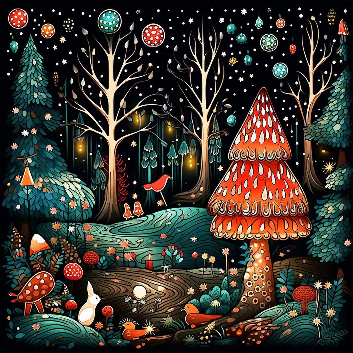 Boże Narodzenie w lesie puzzle online ze zdjęcia