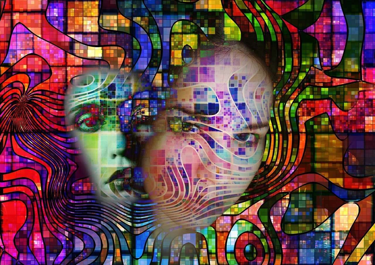 Surrealistyczny obraz z kobietą puzzle online ze zdjęcia