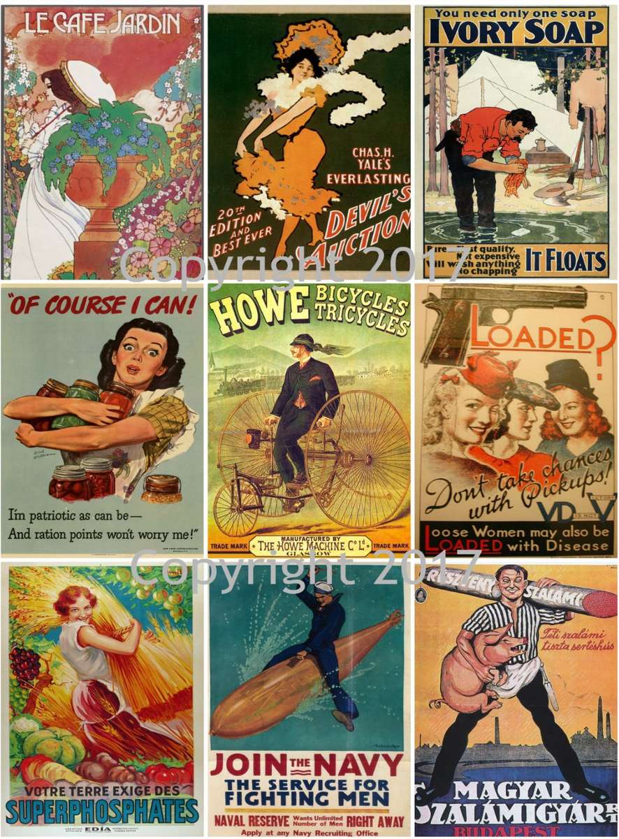 Vintage plakaty puzzle online