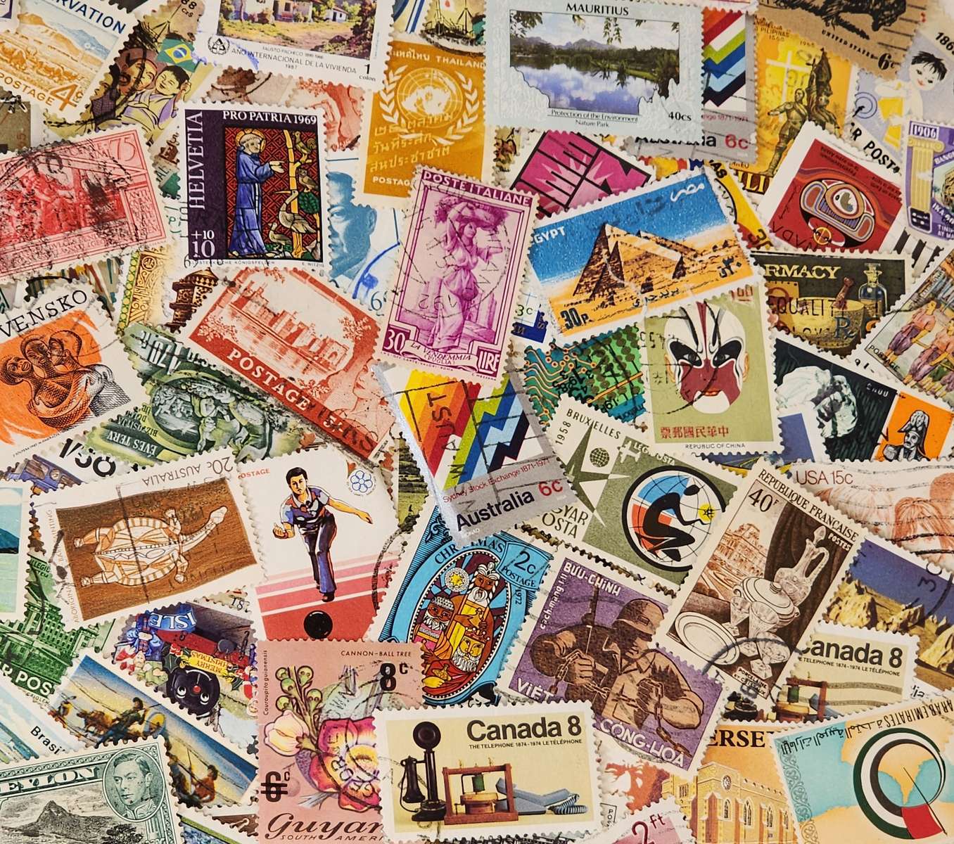 światowe znaczki pocztowe puzzle online