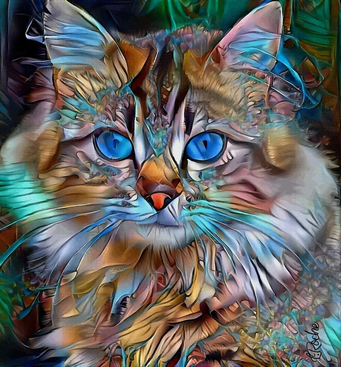 Artystyczny kotek puzzle online ze zdjęcia