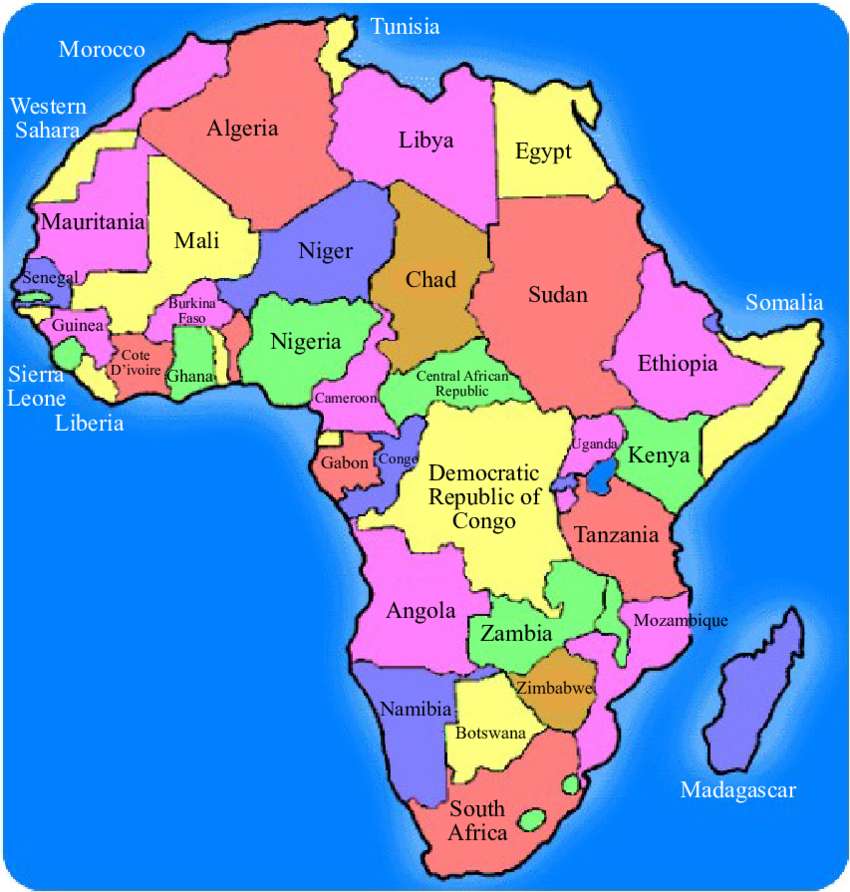 mapa Afryki puzzle online ze zdjęcia