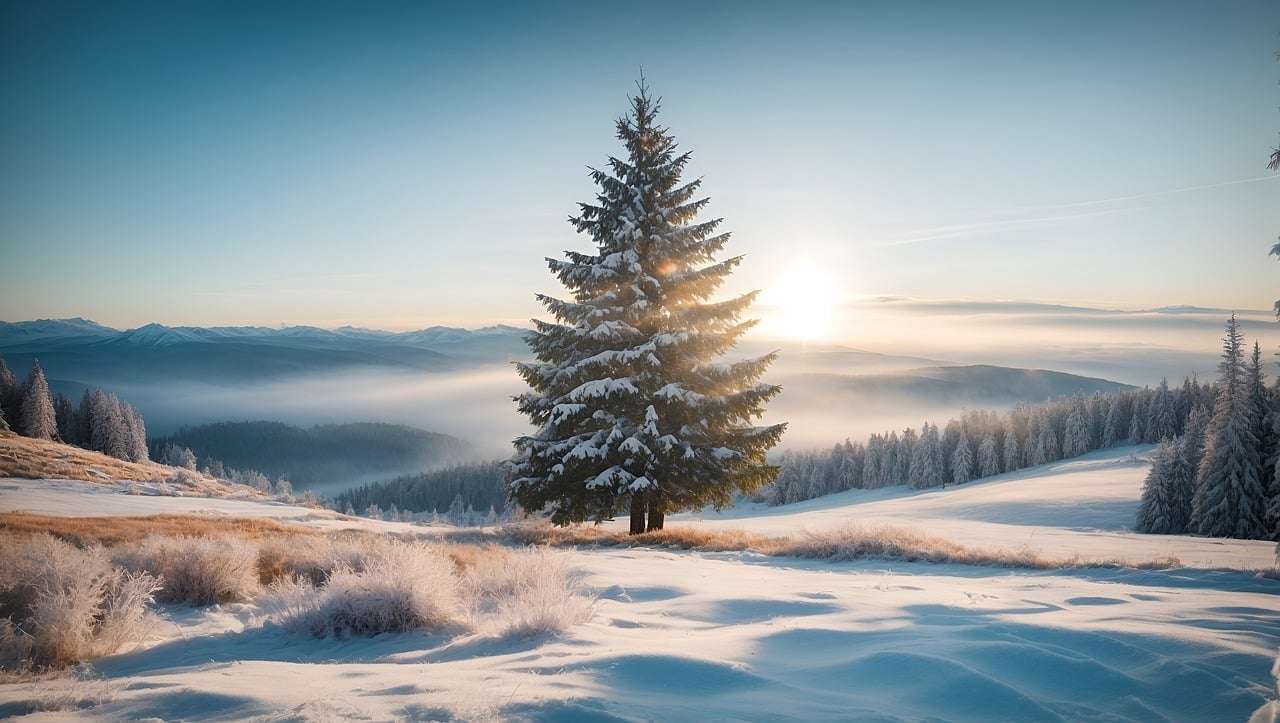 Zimowy krajobraz puzzle online ze zdjęcia