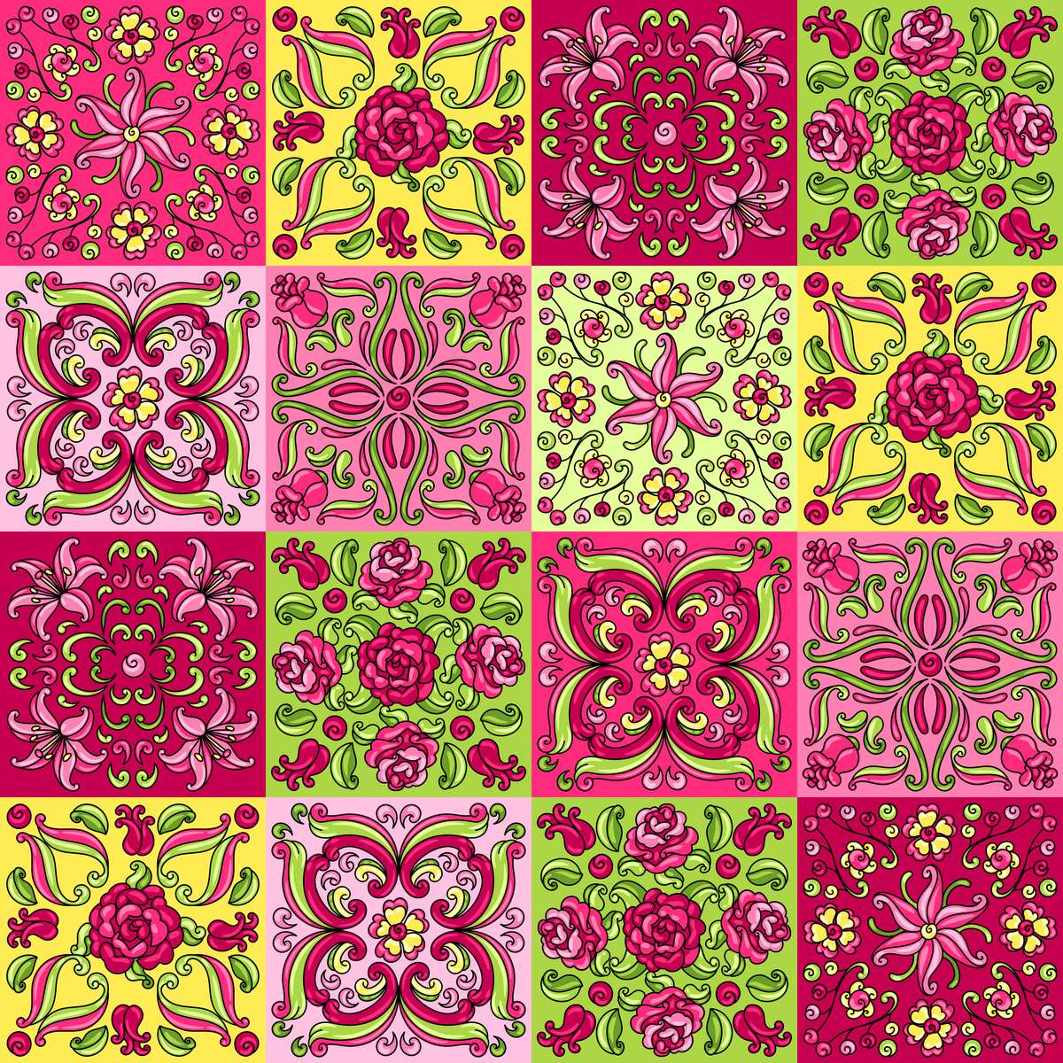 Kolorowe różowe płytki puzzle online