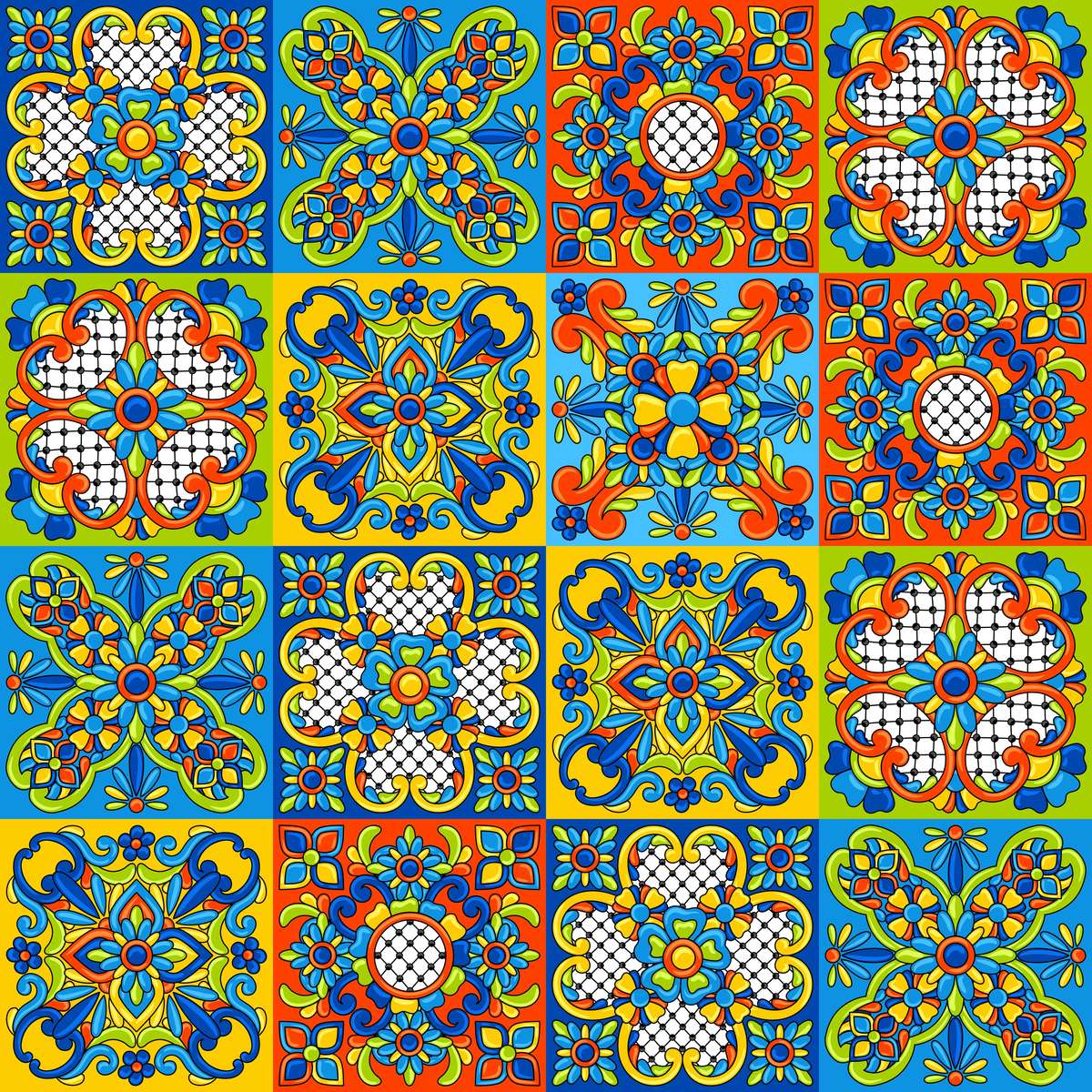 Kolorowe płytki Talavera puzzle online