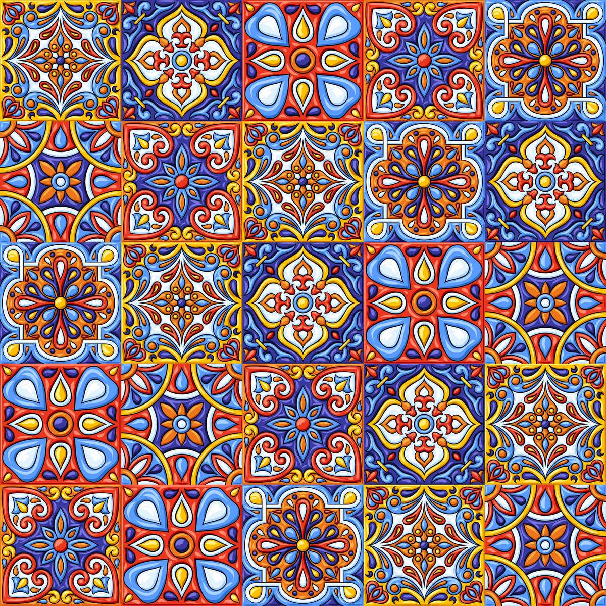 Kolorowe płytki Talavera puzzle online