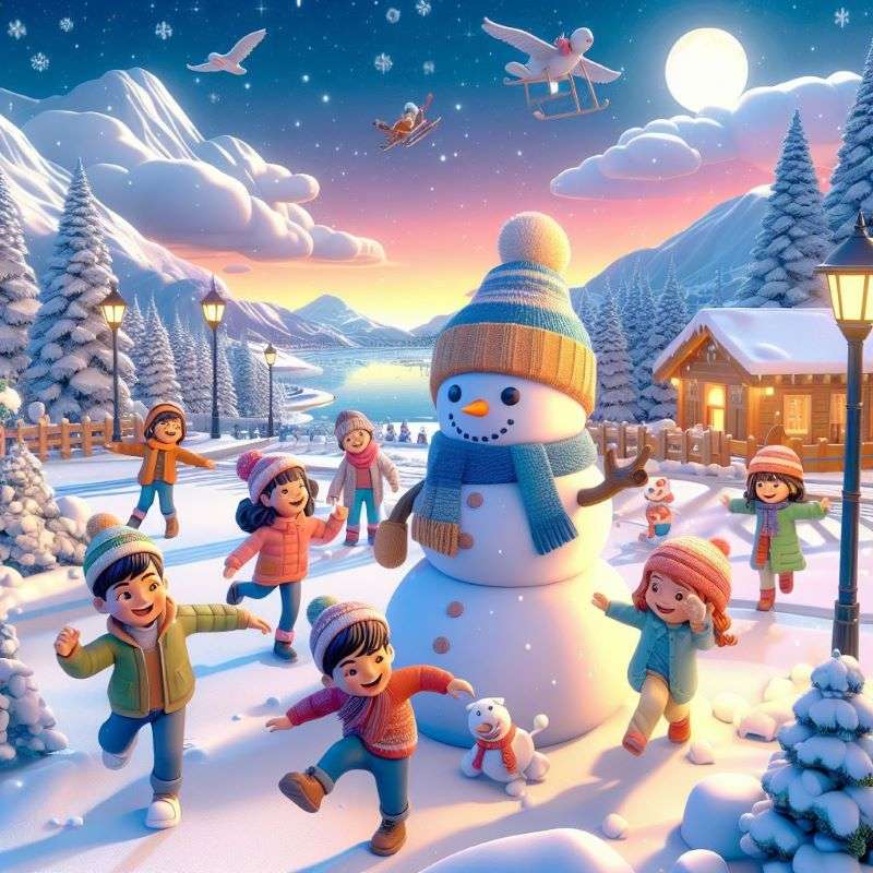 Zima – sezon zabaw dla dzieci! puzzle online ze zdjęcia