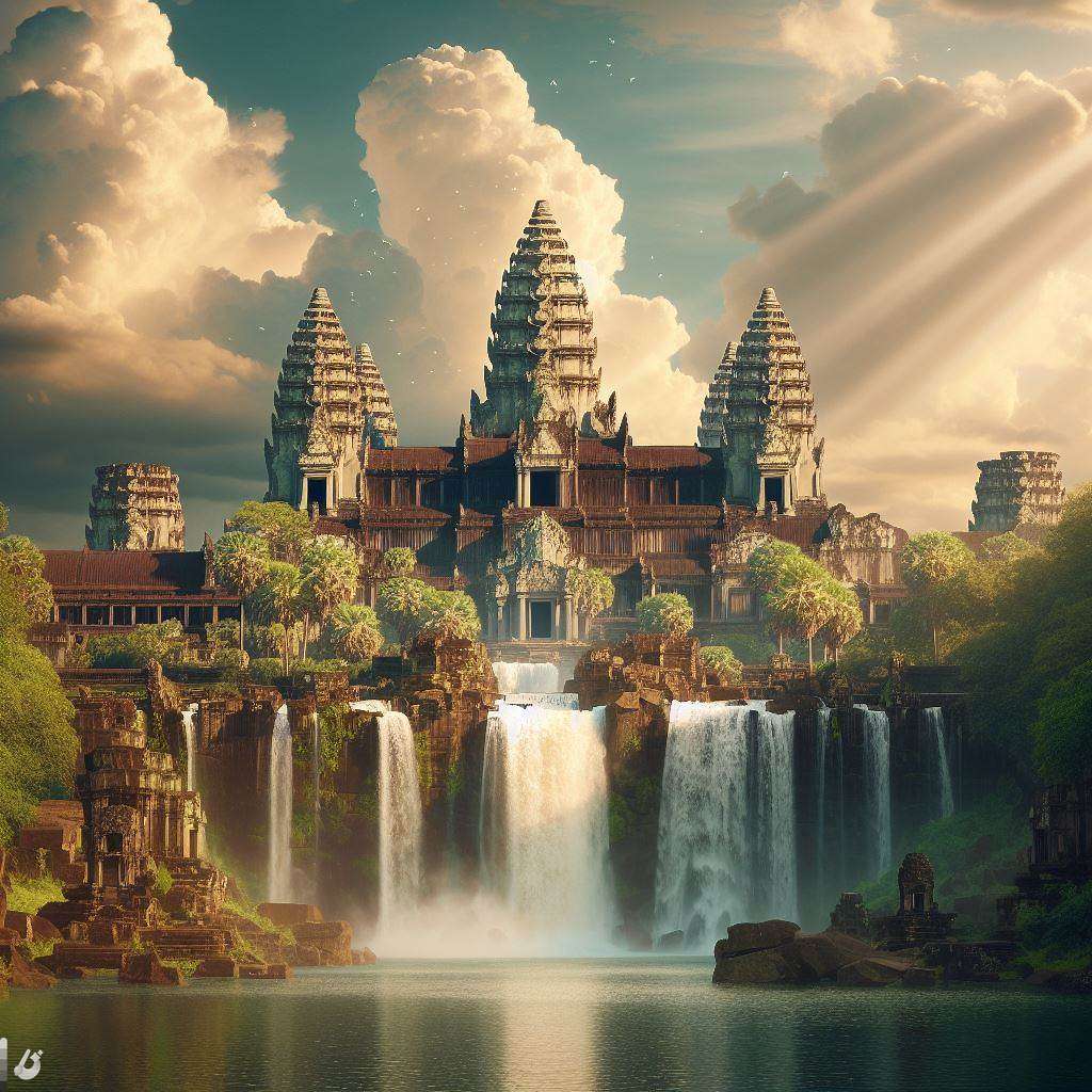 Woda Angkoru puzzle online ze zdjęcia