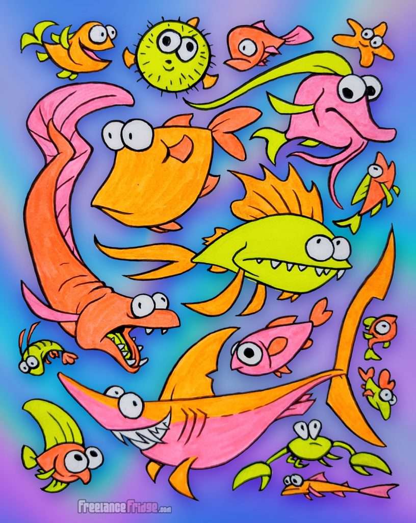 Neonowa ryba z kreskówek puzzle online ze zdjęcia
