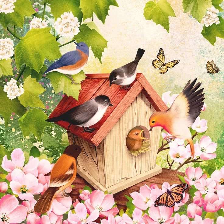 Ptaki i kwiaty puzzle online