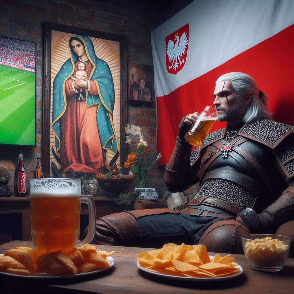 geralt z rivi czilujacy puzzle online ze zdjęcia