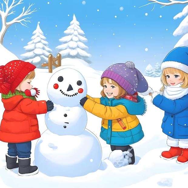 Zimowe zabawy dla dzieci na śniegu puzzle online