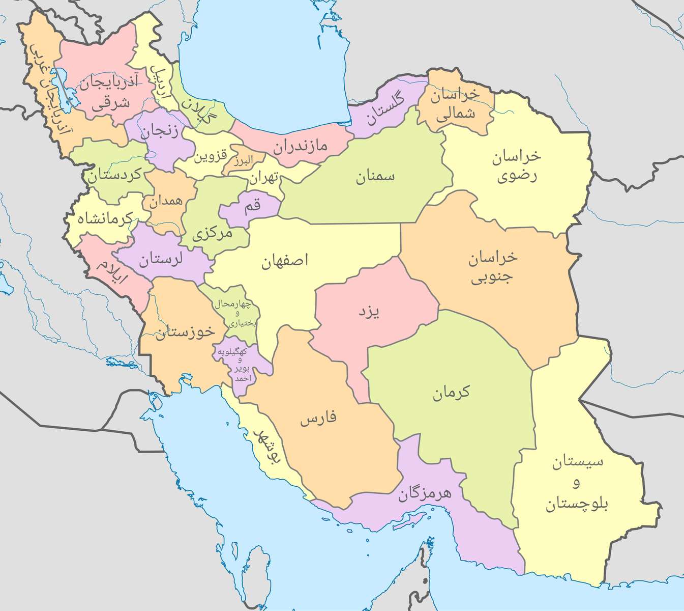 Mapa Iranu puzzle online