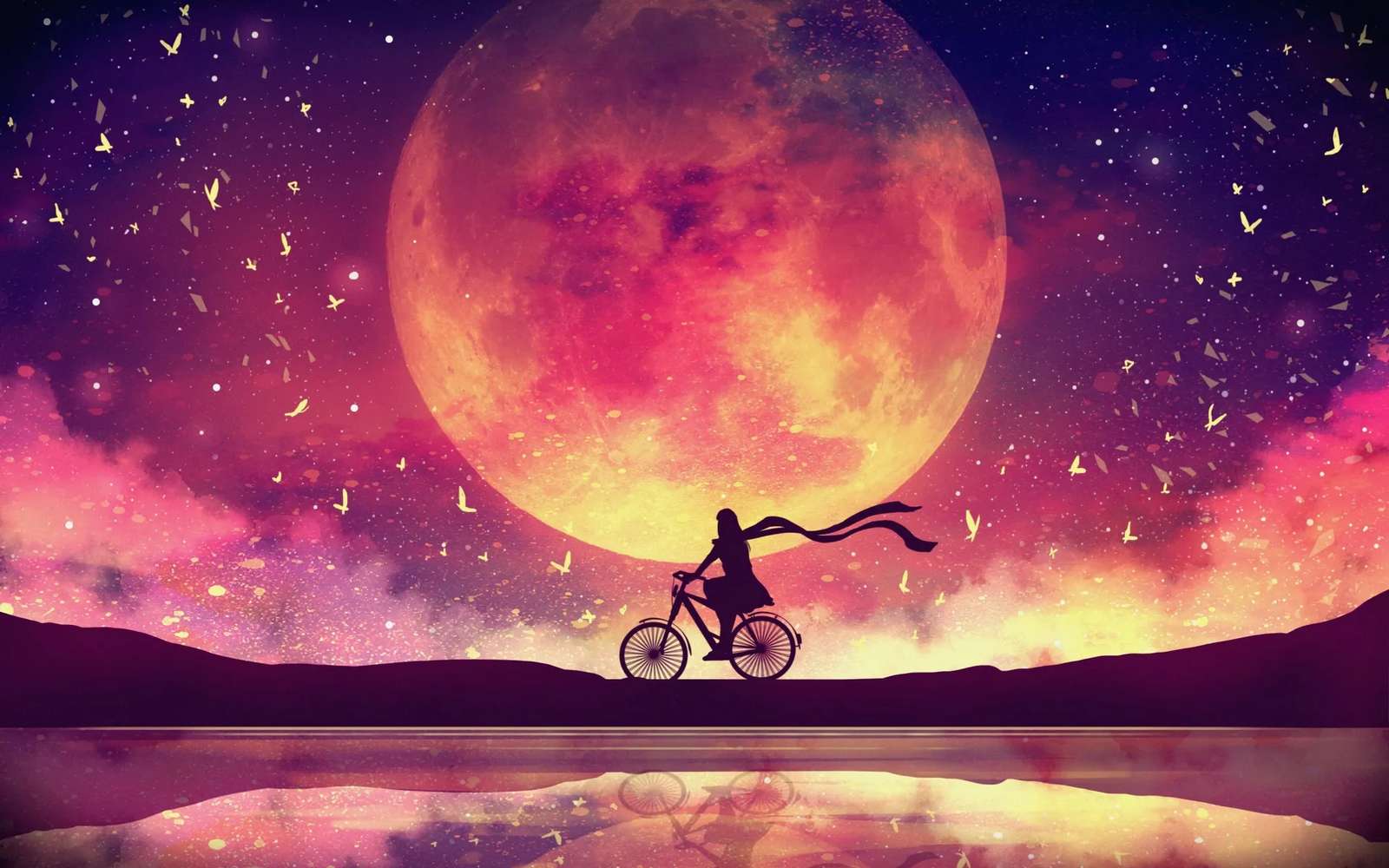 zdjęcie księżyca i roweru puzzle online ze zdjęcia