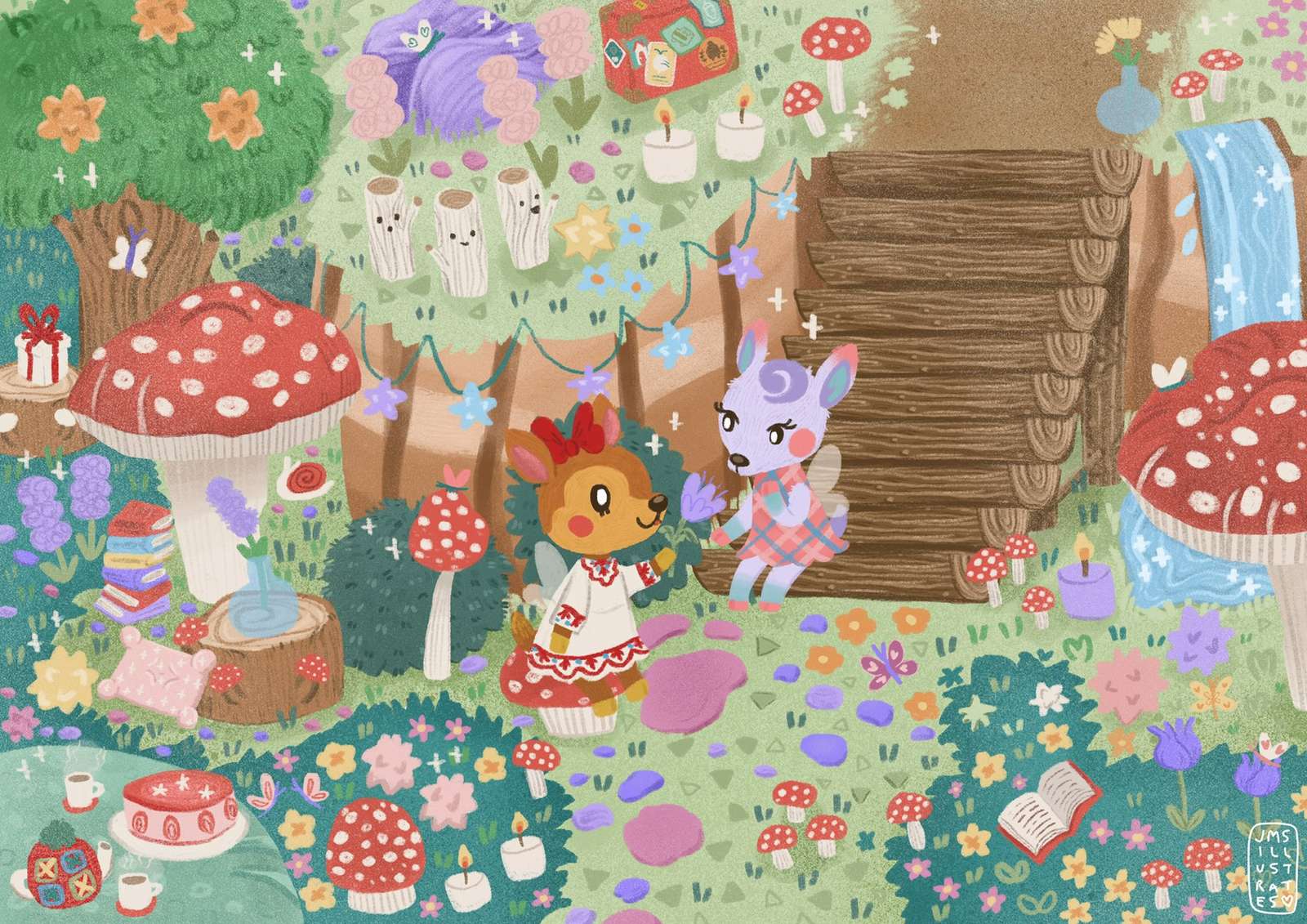 Sztuka fauny i Diany (Animal Crossing New Horizon) puzzle online ze zdjęcia