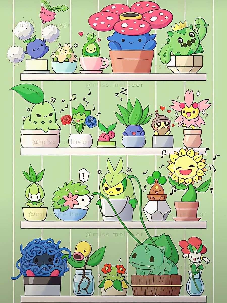 Ilustracja Śliczna Roślina Pokémon puzzle online