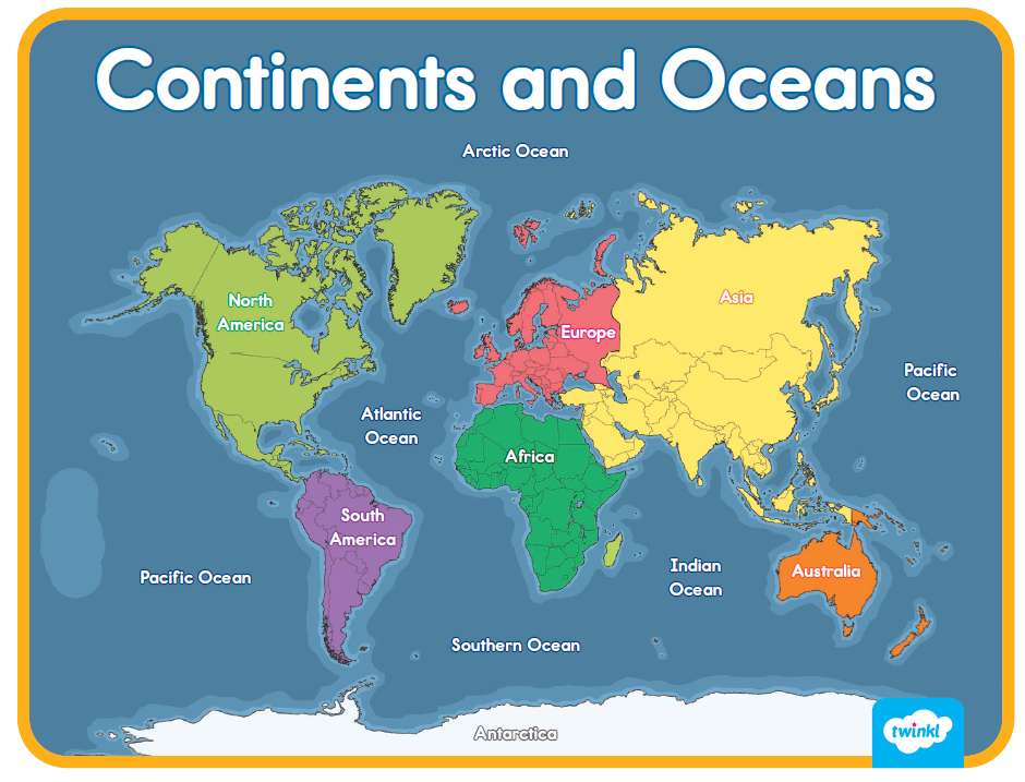 Kontynenty i oceany puzzle online ze zdjęcia