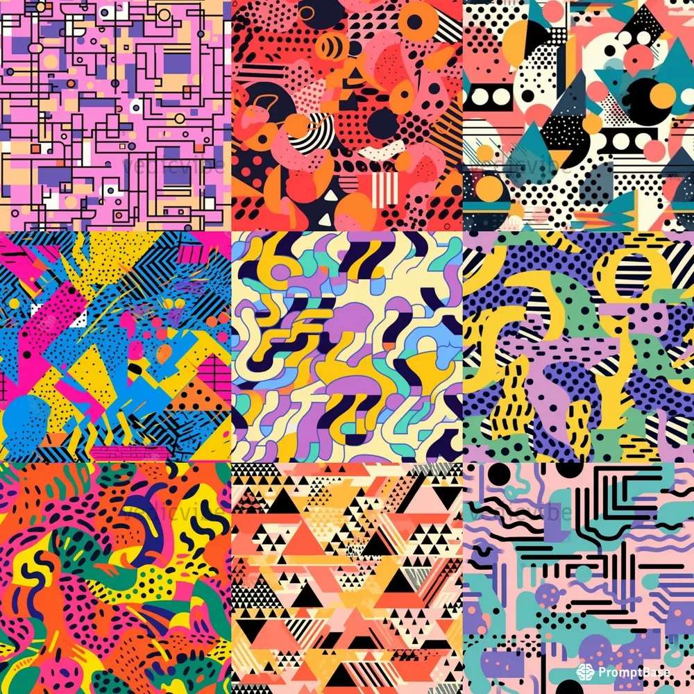 Odważne geometryczne wzory z lat 80 puzzle online
