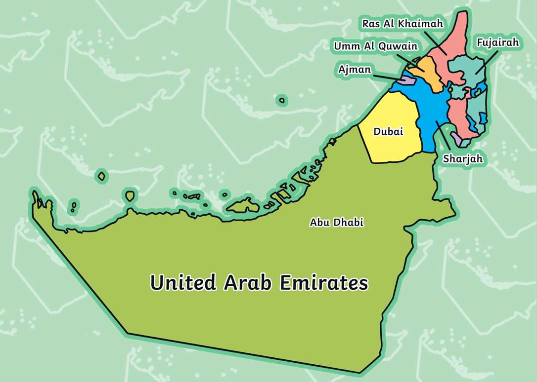 Mapa Zjednoczonych Emiratów Arabskich puzzle online