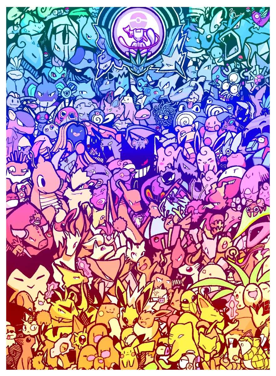 Tęczowa ilustracja Pokémona puzzle online