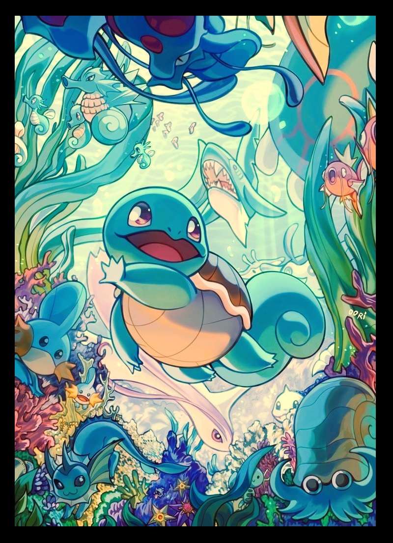 Ilustracja Pokémonów Squirtle i Wody puzzle online