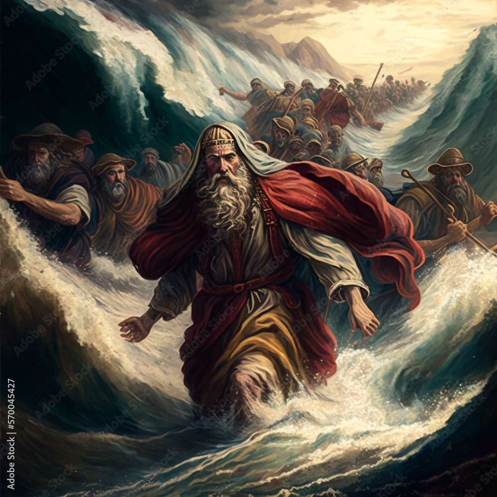 Mojżesz przekraczający Morze Czerwone puzzle online ze zdjęcia