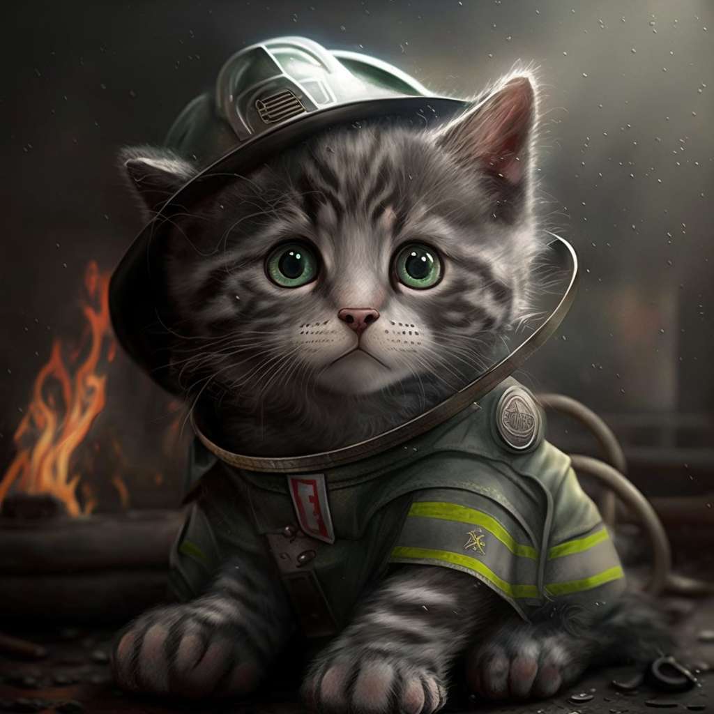 kot strażak puzzle online