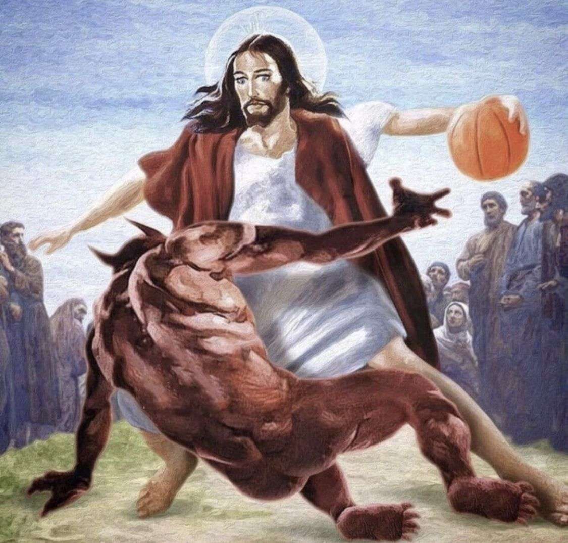 Koszykówka Jezusa puzzle online ze zdjęcia