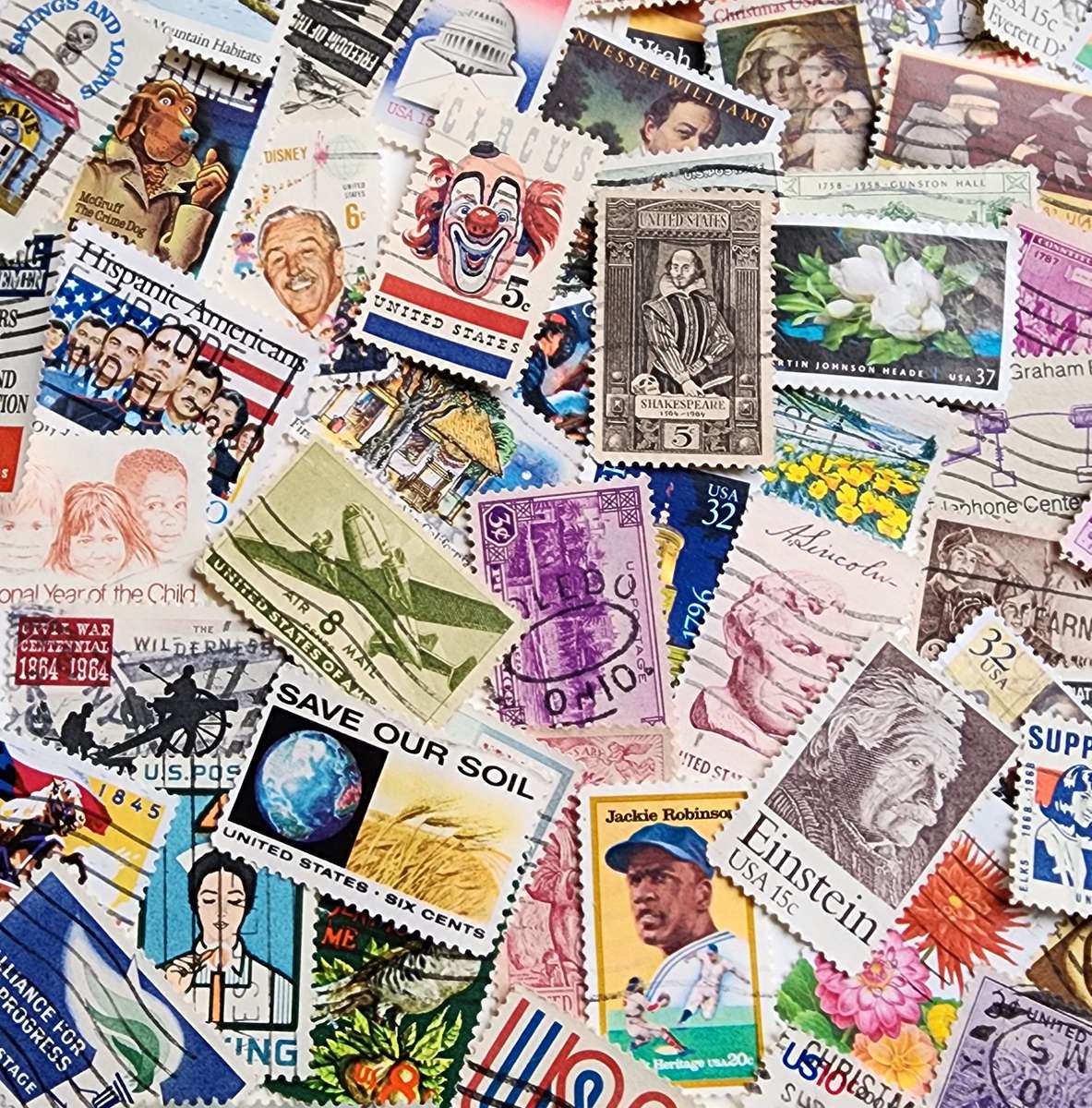Kolekcja znaczków pocztowych USA puzzle online